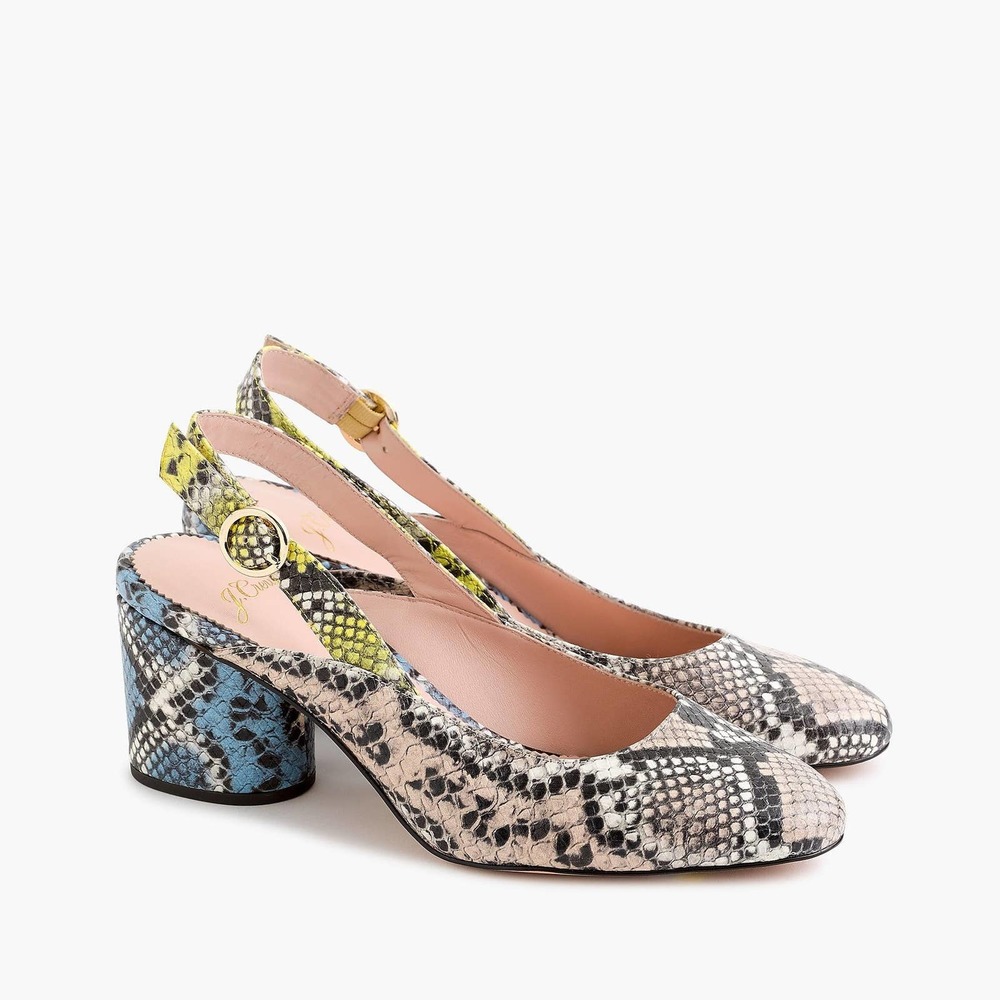 J Crew Snakeskin Multicolor Pump Strap Heels